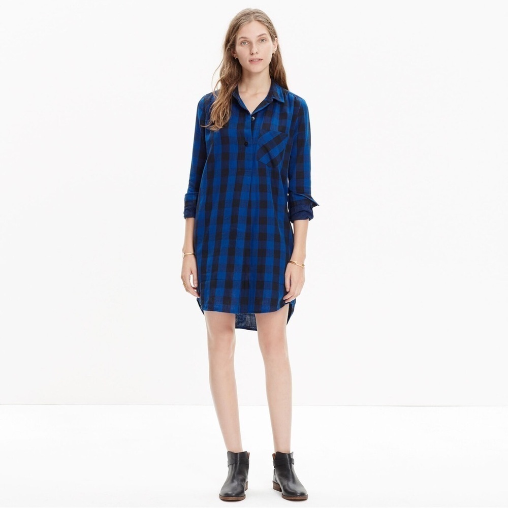 Madewell Latitude Shirtdress in Crystal Blue Buffalo Check